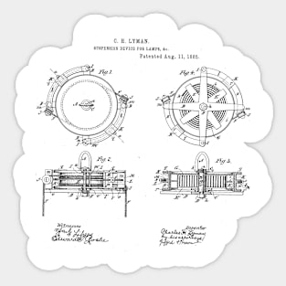 Suspension Device for Lamp Vintage Patent Hand Drawing Sticker